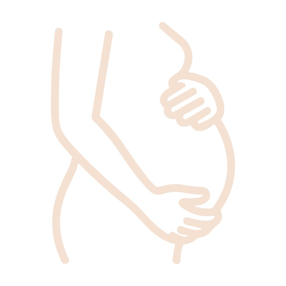Icon illustration of a pregnant woman holding her belly.