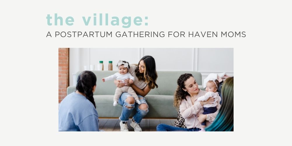A photo of moms with their babies at a postpartum gathering at Haven Birth and Wellness.